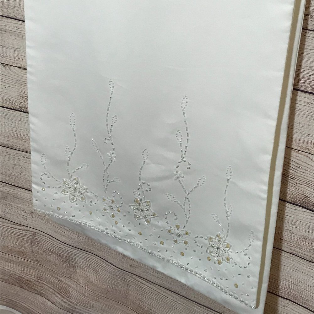 Satin Ivory Beaded 80" Table Runner - Wedding Gown Material